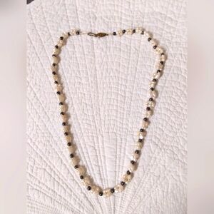 Real Pearl Necklace With Vintage Eye Clasp